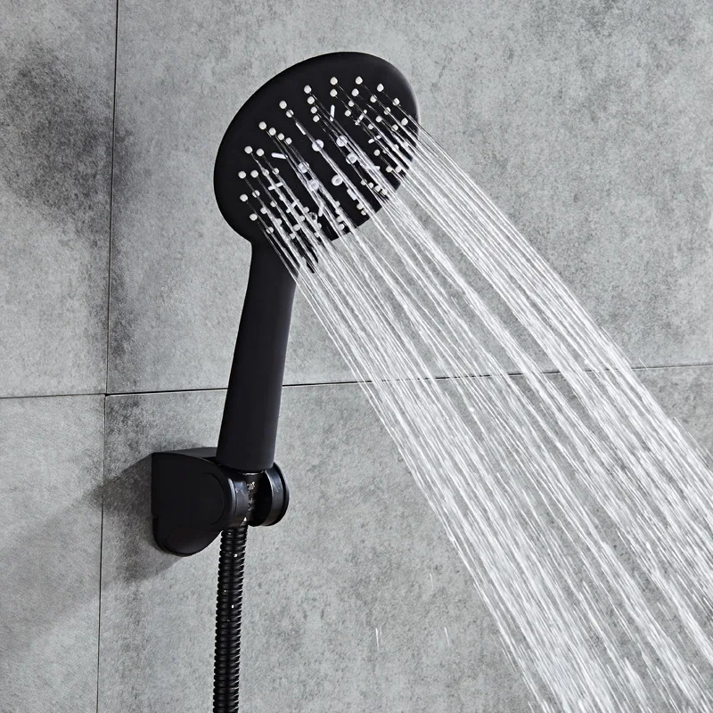 Черный настенный медный душевой клапан LASO для ванной комнаты с ручным смесителем