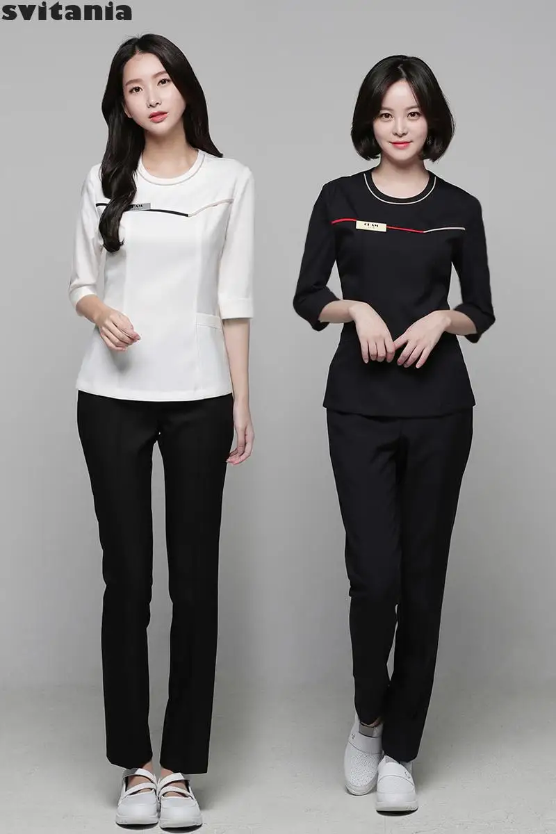 Embroidery Work Clothes Pants Set Beauty Salon Beautician Spa Foot Bath Technician Uniform |