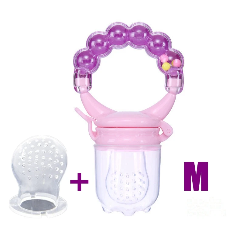 Purple M Силиконовая соска для младенца Фидер фрукты овощи Кормление соска-пустышка соска погремушка Кормление игрушка Детские принадлежности кормушка - Цвет: Purple M