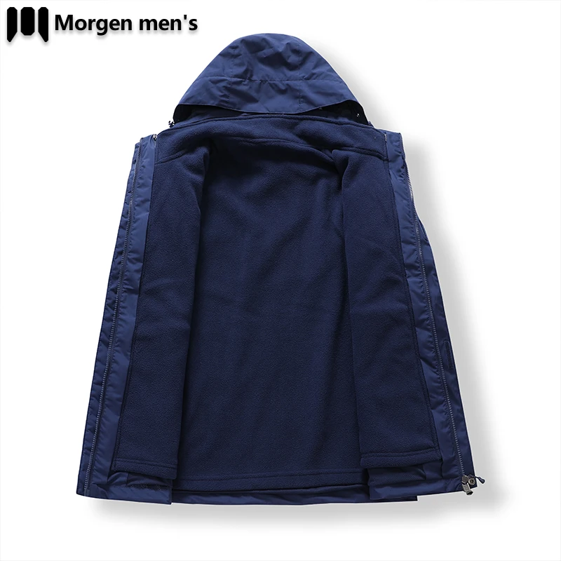 

2020 New Autumn And Winter Men's Jacket Thickened Detachable Liner Hat Pure Color L-8XL Fashionable Jacket Warm Outdoor