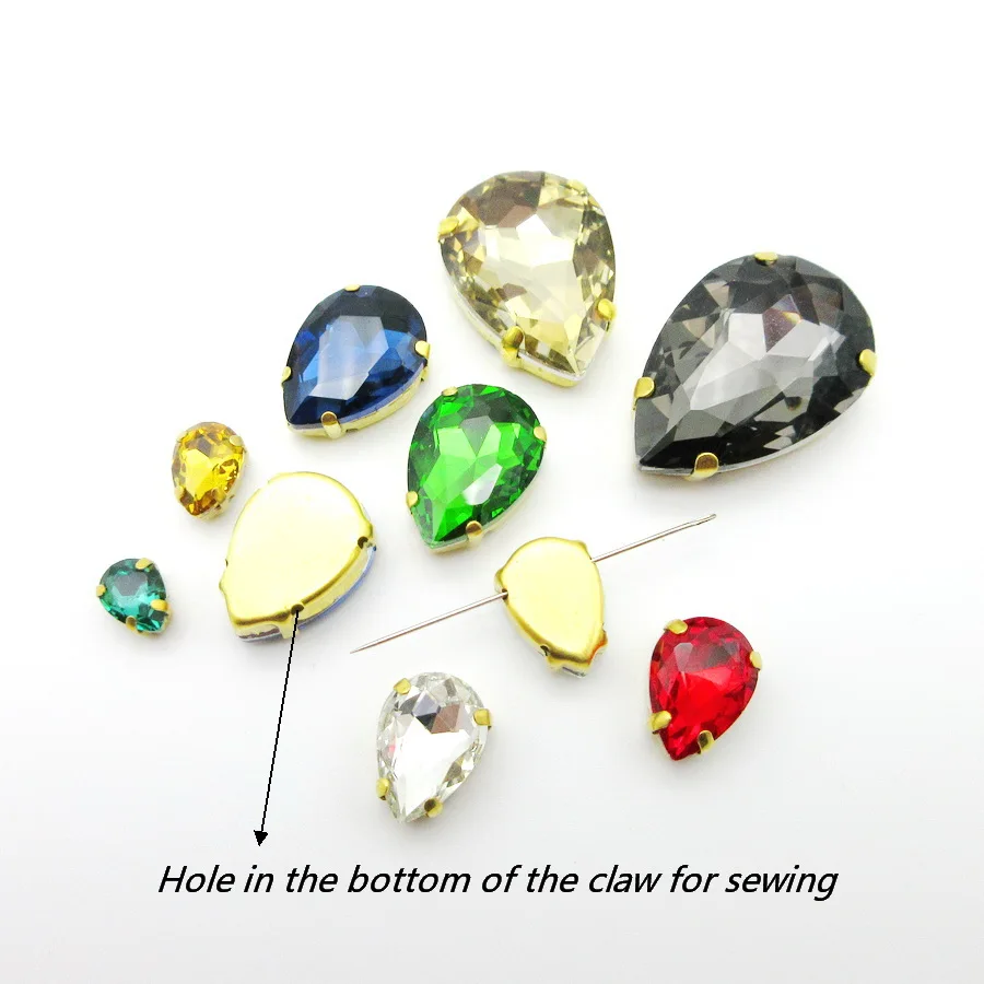 Красочные стеклянные хрустальные капли в форме воды 7 размеров микс 50 штук пакет