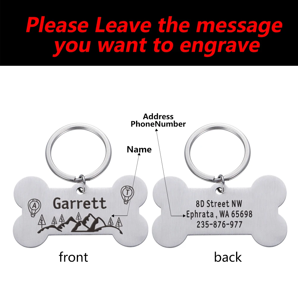 personalized dog id tag keychain engraved pet name address phone for cat puppy anti lost dog collar tag keyring pet accessories free global shipping