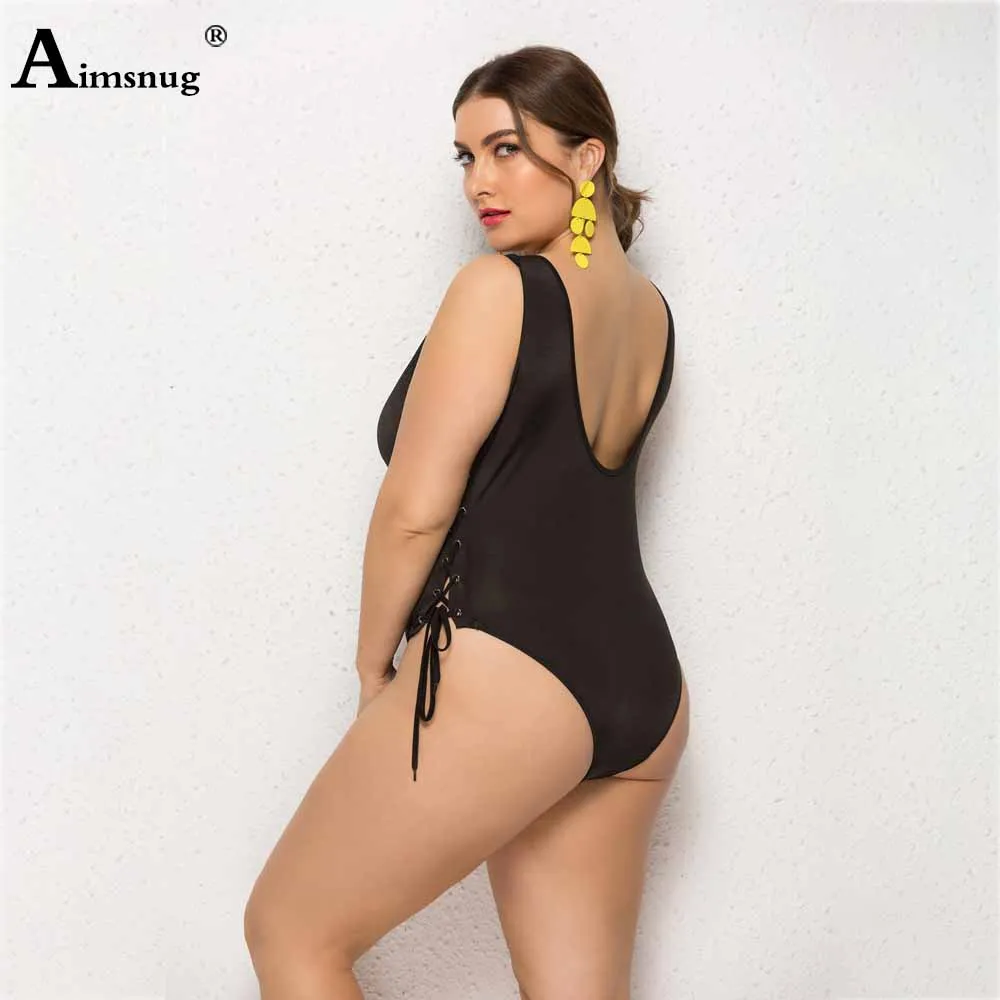 Женский слитный купальник размера плюс 5xl сексуальный бандажный большой женский