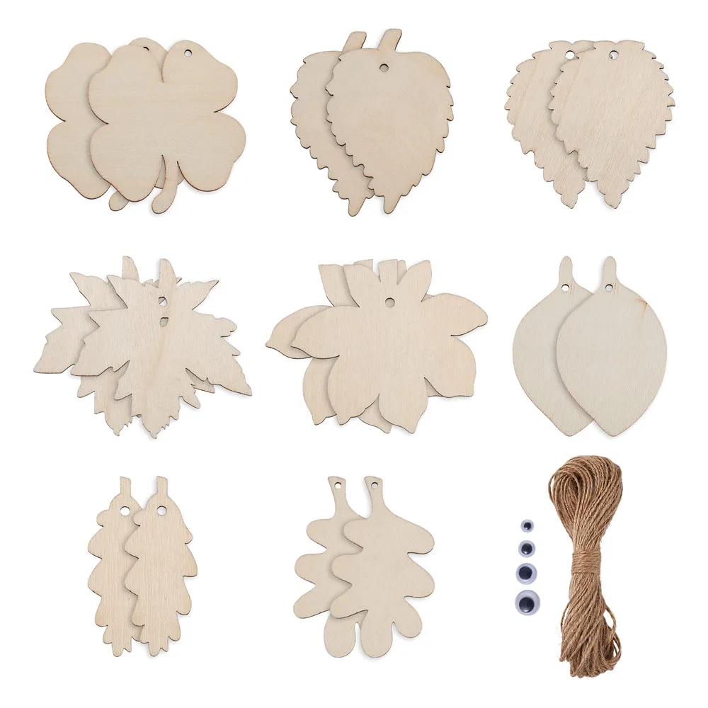 

Необработанные деревянные вырезы, украшения, деревянные подвески в виде листьев для самостоятельного изготовления, подвесные украшения из пенькового шнура, кабошон с изображением глаз