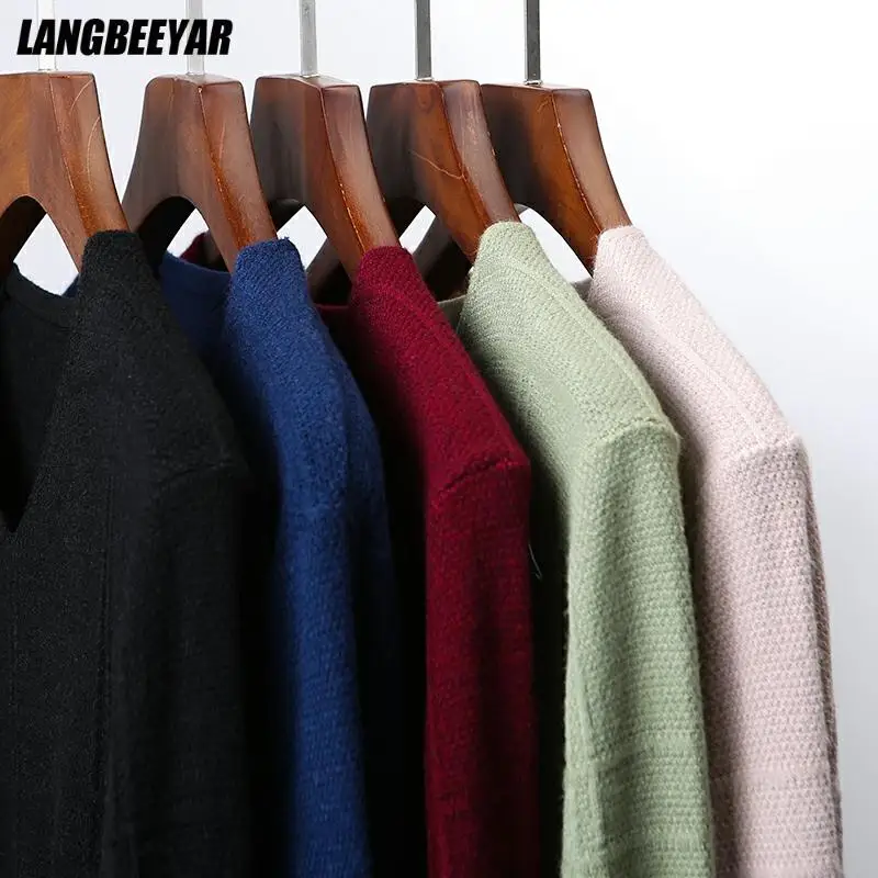 

Top Quality New Fashion Brand Knit Pullover Plain Solid Mens V Neck Sweater Korean Woolen Blend Casual Jumper Clothes Men
