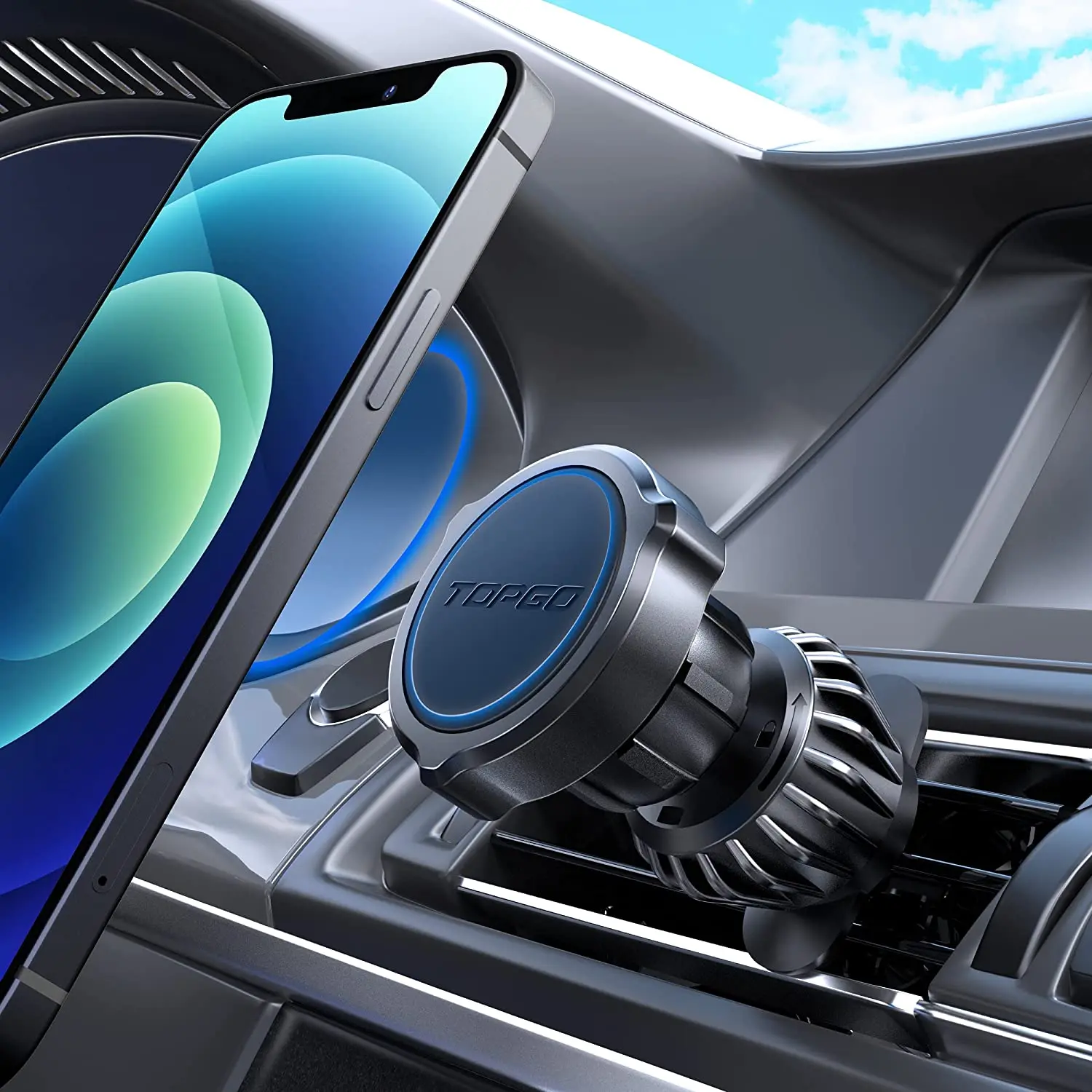 

TOPGO Magnetic Car Phone Holder, [Upgraded Metal Hook Grip & Super Strong Magnet] Cell Phone Mount for Car Air Vent Compatible