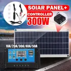 Гибкая солнечная панель 300 Вт, солнечные батареи 12 В, солнечная батарея 50A-10A, модуль солнечного контроллера для автомобиля, RV, лодки, дома, крыши, фургона, кемпинга