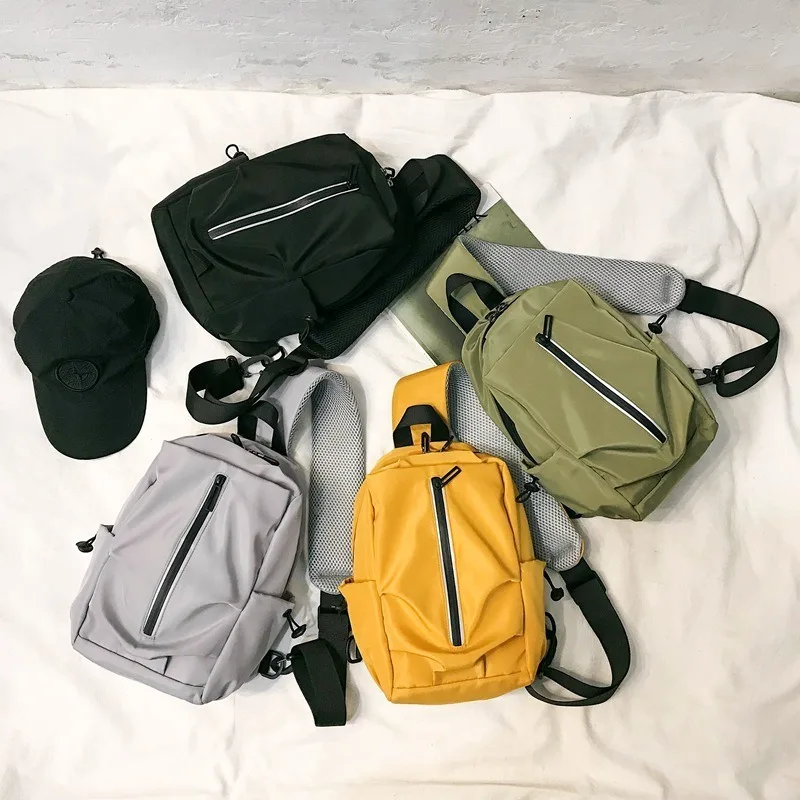 

Net Red New Men and Women Chest Bag Hong Kong Trend Cool Solid Color Wild Messenger Bag Large Capacity Travel Bag ID Bag