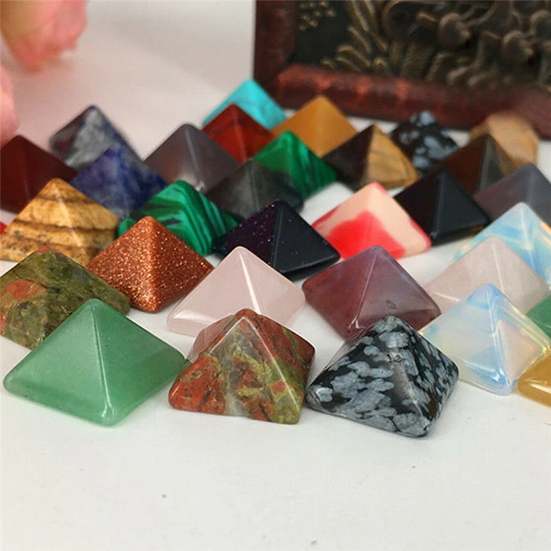 

10Pcs Natural Chakra Pyramid Stone Set Reiki Generator Healing Gemstones Gift