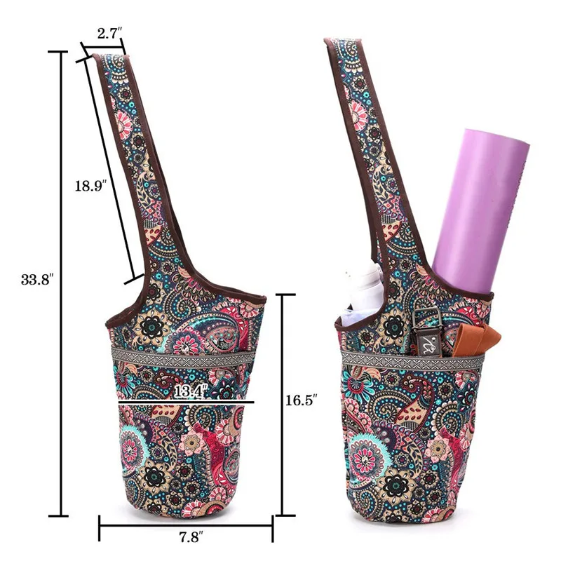 Спортивная сумка для йоги с принтом Холщовая Сумка несколькими карманами коврик