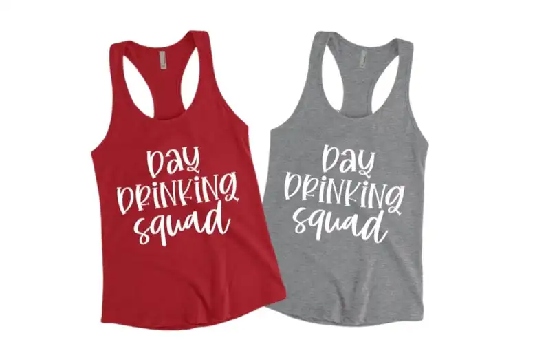 

Skuggnas Day Drinking Squad Tank Top Ladies Cute Day Drinking Girls Weekend Tank Summer Fashion Cotton Shirt Unisex Tops