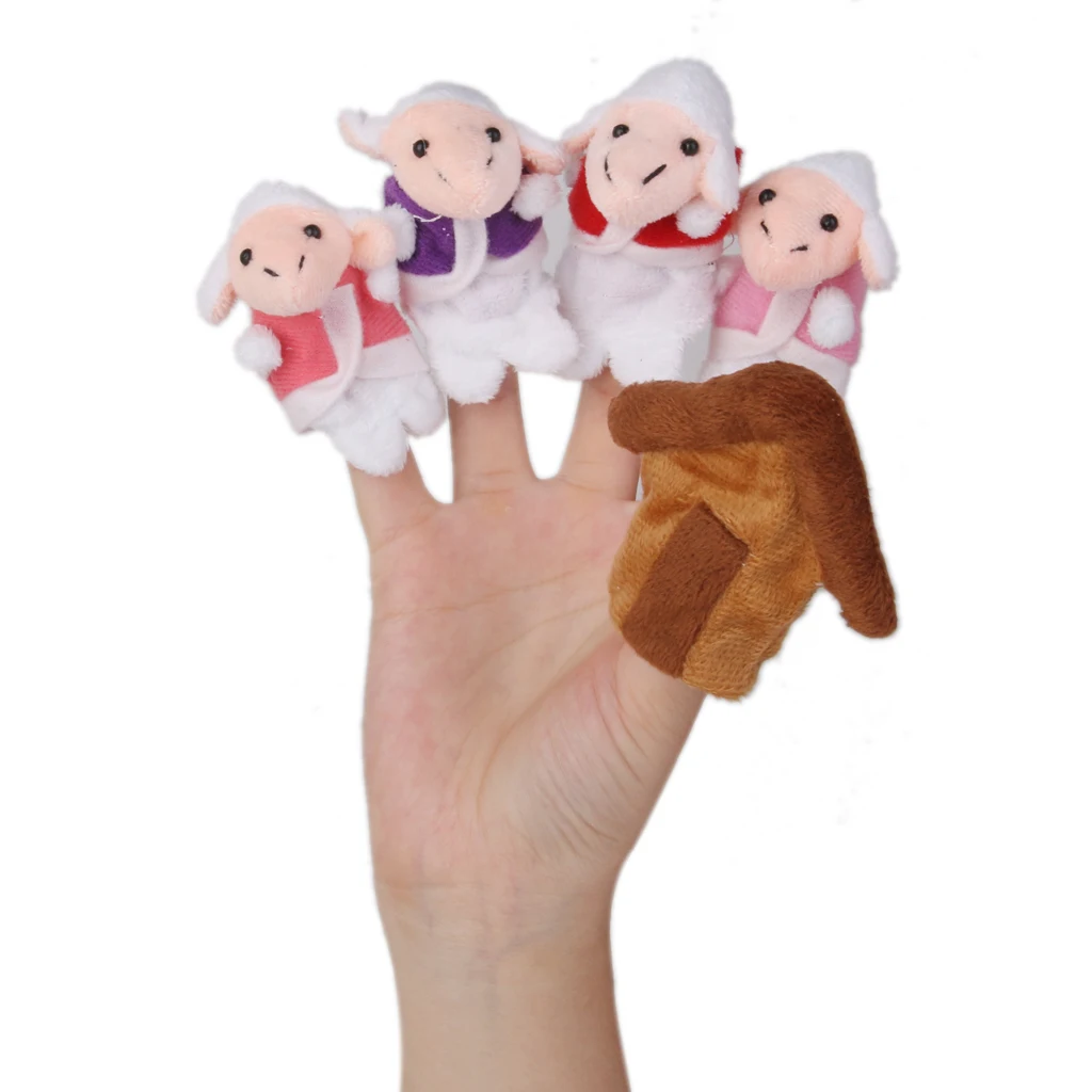 10pcs Baby Kids Plush Finger Puppets Toys Fairy Wolf and Seven Little Goats | Игрушки и хобби