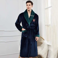 kimono bathrobe gown male robe coral fleece sleepwear loose lounge wear lingerie winter warm home clothes thick nightgown