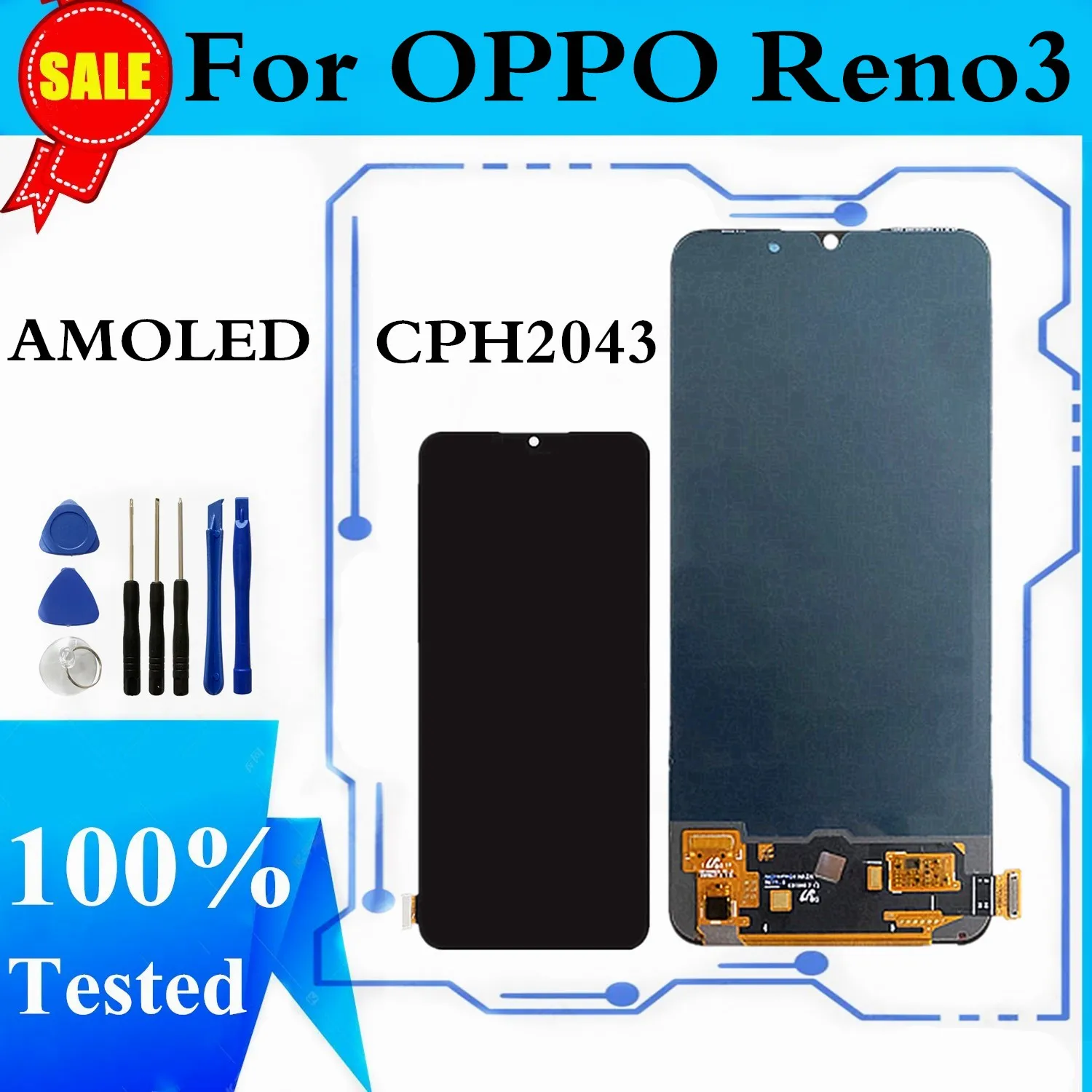 

AMOLED For OPPO Reno3 Reno 3 CPH2043 LCD Display Touch Screen Digitizer Assembly Replacement For Reno3 Display