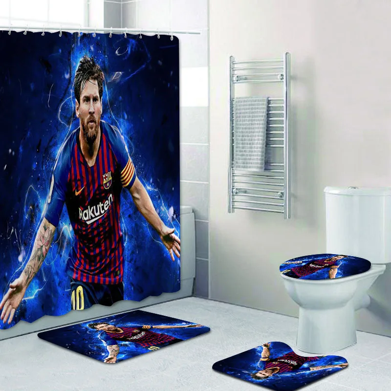 Новинка занавеска для душа и Коврик ванны с Месси ванной принтом Лео