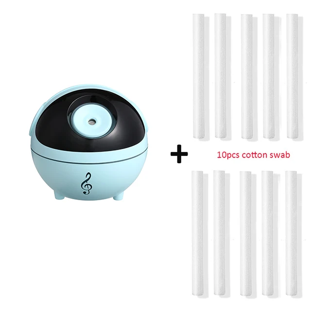 Blue and 10 filters Музыкальный увлажнитель, 350 мл, Настольный увлажнитель, арома-диффузор эфирного масла, 1200 мАч, встроенный аккумулятор, светодиодный светильник для дома - Цвет: Blue and 10 filters