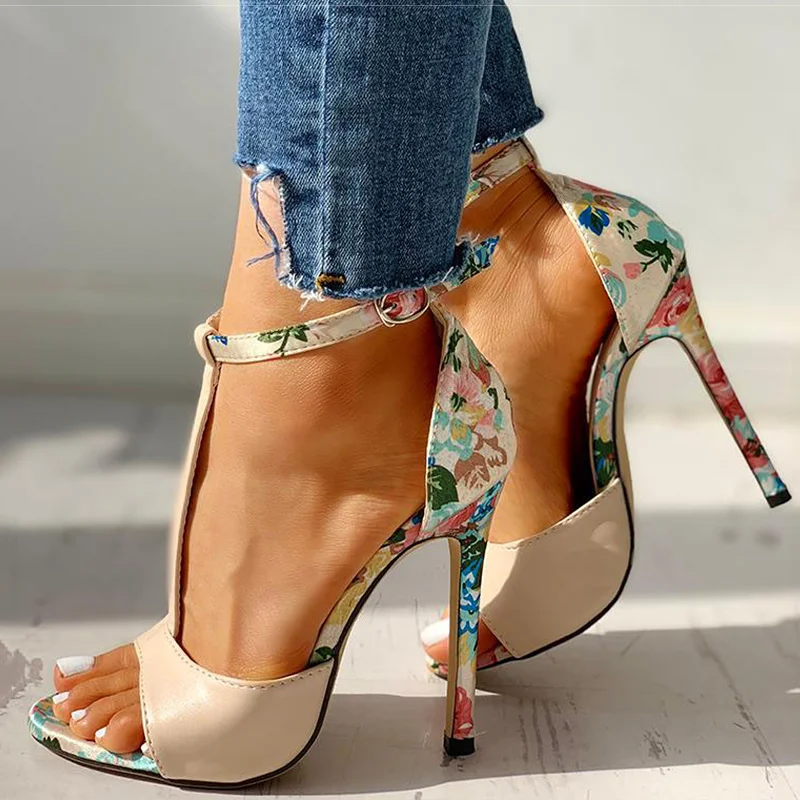 Женские босоножки Босоножки на высоком каблуке с Т-образным ремешком Chaussures Femme