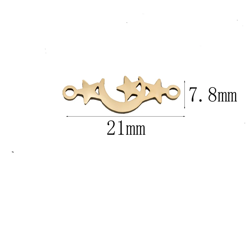 5 шт./лот соединители для браслетов из нержавеющей стали в виде Луны и звезды