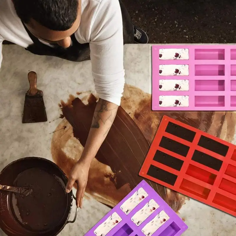 Силиконовая форма прямоугольной формы с 12 отверстиями для помадки шоколада мыла