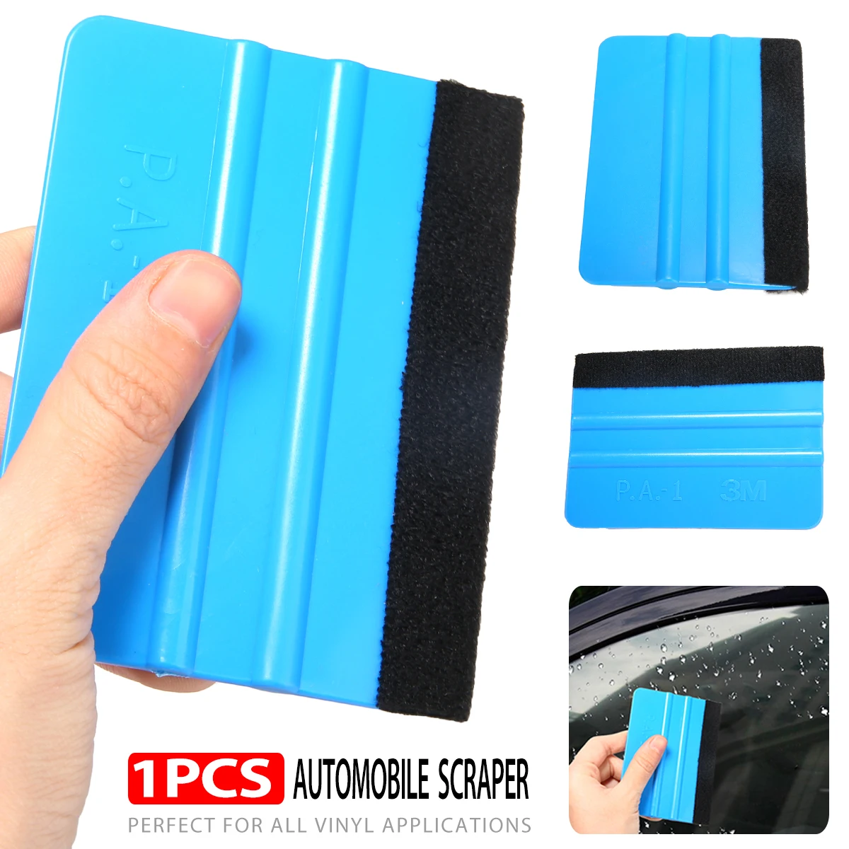 

10x7.5cm Blue Plastic Car Vinyl Squeegee Blade Soft Felt Edge Decal Wrap Scraper for Auto Vinyl Application Tool
