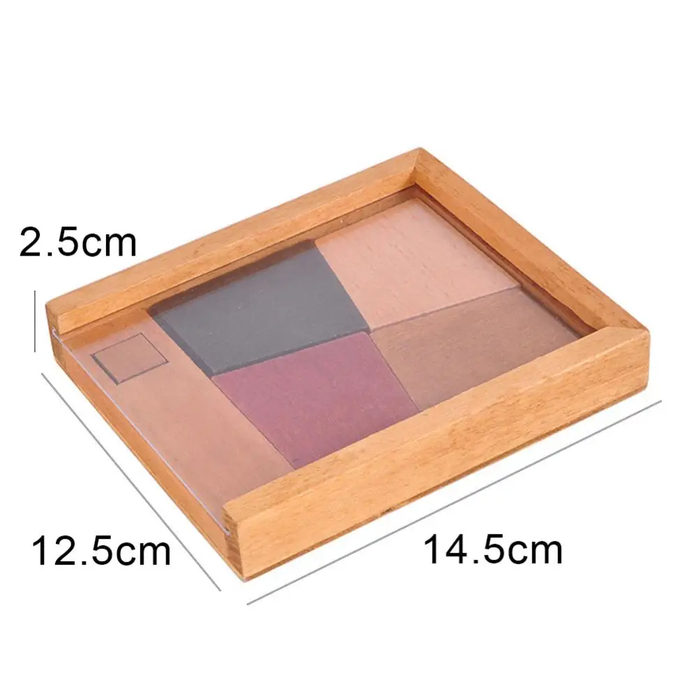 

Wooden Tangram 5Piece Jigsaw Puzzle Colorful Square IQ Game Brain Teaser Intelligent Educational Toys for Kids