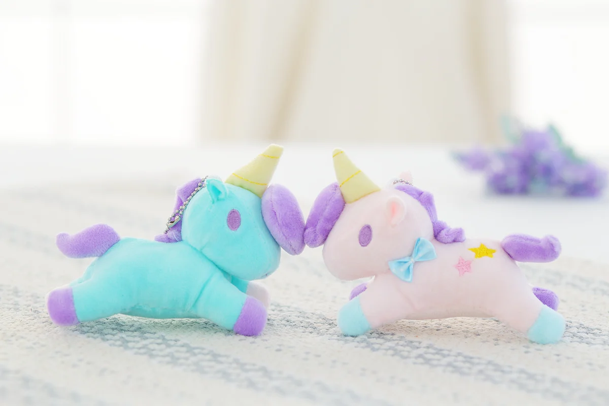 1Pcs Unicorn Plush Toy Keychain Plush with Keychain Cute Stuffed Kawaii Cute Baby Doll Key Chain Cute Pendant Small Baby Kid Toy