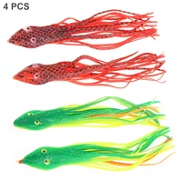 4pcs green 15cm snake head simulate octopus soft bait silicone skirts bass squid fishing lures