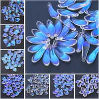 10pcs clear ab petal shape crystal glass loose crafts beads top drilled pendants for earring jewelry making diy crafts
