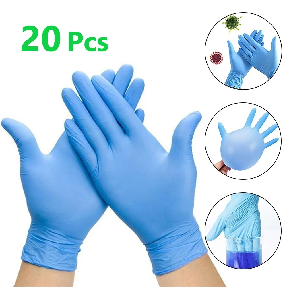 Одноразовые перчатки из латекса цвет черный/синий защитные рабочие митенки для