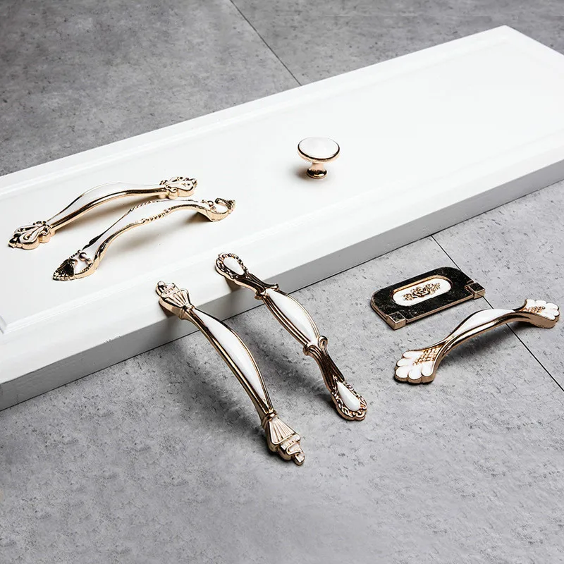 Белый Керамика Европейский Кабинет ручки Алюминий сплав дверь Кухня шкафа для