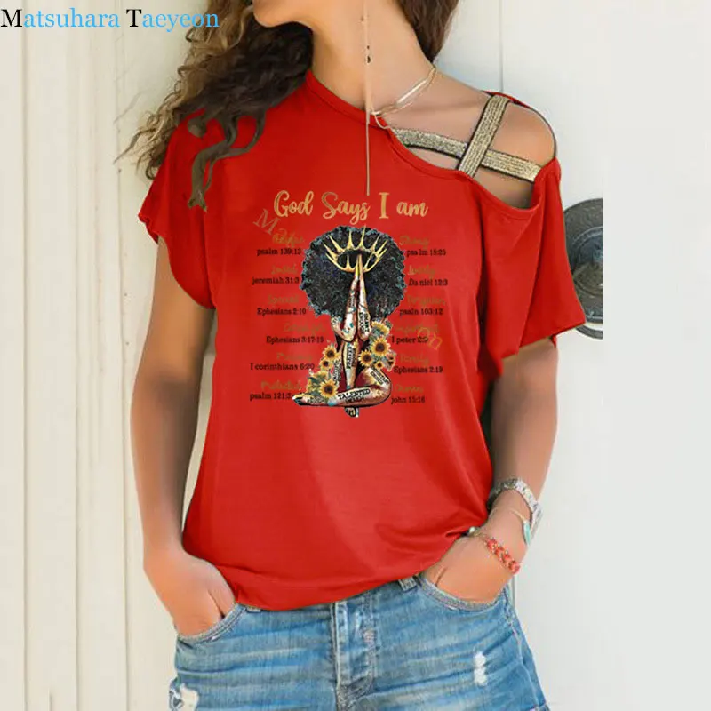 

God Sad I Am Letter Women T Shirt Harajuku Tops Summer Tops Graphic Tees Women T-shirt Clothes Girl Irregula Clothing