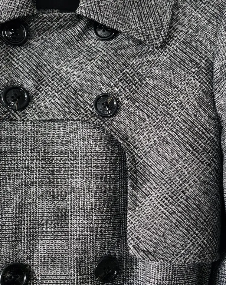 

Checked mid-length trench coats mens windbreaker large size 2021 spring autumn grey british business casual