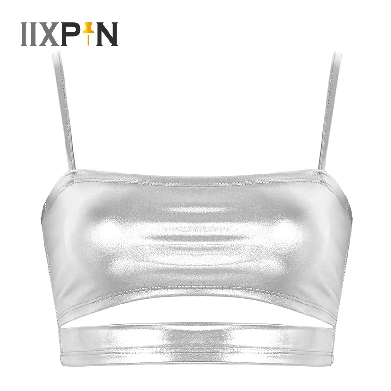 Женский костюм для полярного танца сексуальные майки блестящие с металлическим