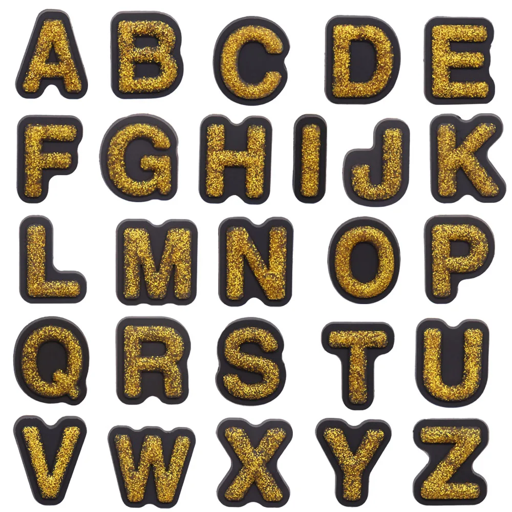 

26PCS PVC Cute Cartoon Fridge Magnetic Sticker Flash Powder Golden 26 Alphabet Letter Refrigerator Magnets Stationery Toy Gift