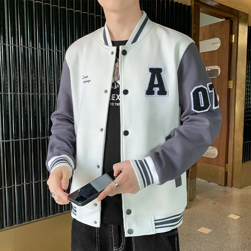 

Куртка в стиле хип-хоп, бейсбольная униформа, Уличная Повседневная куртка, свободная Мужская модная одежда с прострочкой, Женская Корейская одежда