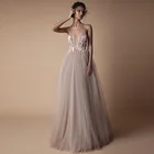 Женское платье подружки невесты, сексуальное платье с глубоким V-образным вырезом и открытой спиной, на бретелях-спагетти, свадебное платье с аппликацией, 2021