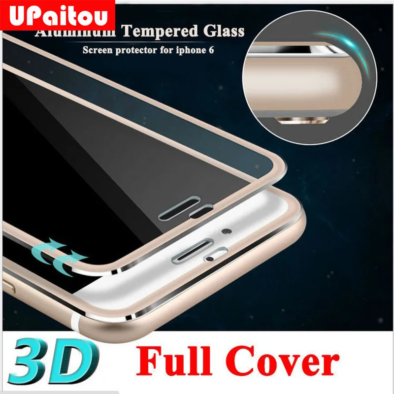 UPaitou Защита экрана для iPhone 7 6 6S Plus 6Plus закаленное стекло полное покрытие 3D закругленные края титановая защитная пленка покрытие