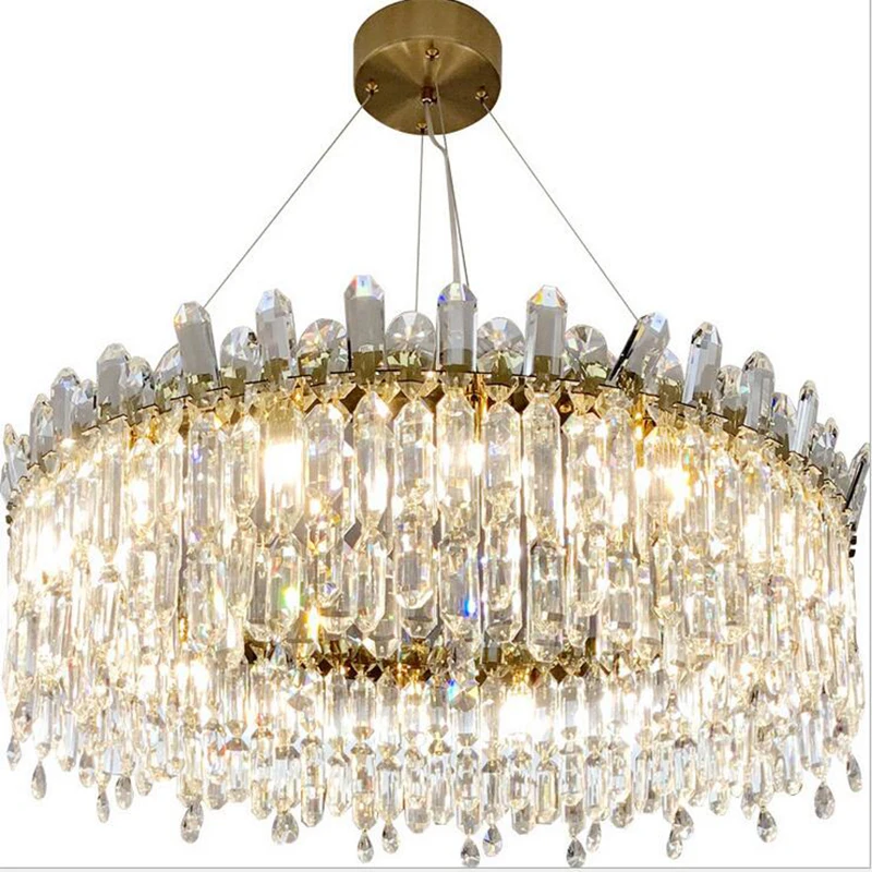 

New Modern Crystal Chandelier Light Luxury Golden Interior Lighting Living Room Home Decor Pendant Lamp Round Bedroom Lights