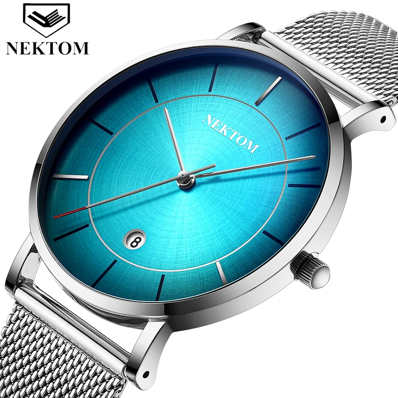 NEKTOM часы для женщин и мужчин стальной ремешок Роскошные Кварцевые модные унисекс