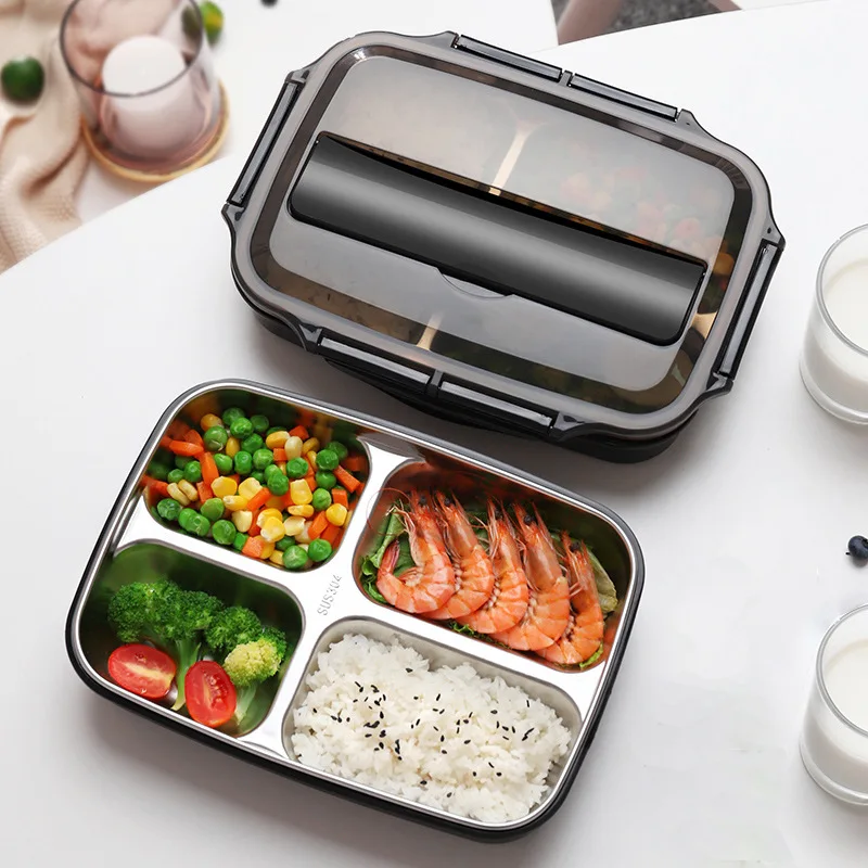 

Division Lunch Box Compartment Insulation Lunch Case Stainless Steel 304 Japanese Office Staff Separated Heating Bento Box New