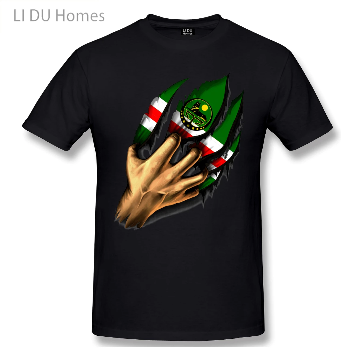 

LIDU Chechnya Flag DNA Heritage T Shirt Big Size Cotton Crewneck Short Sleeve Custom T Shirts