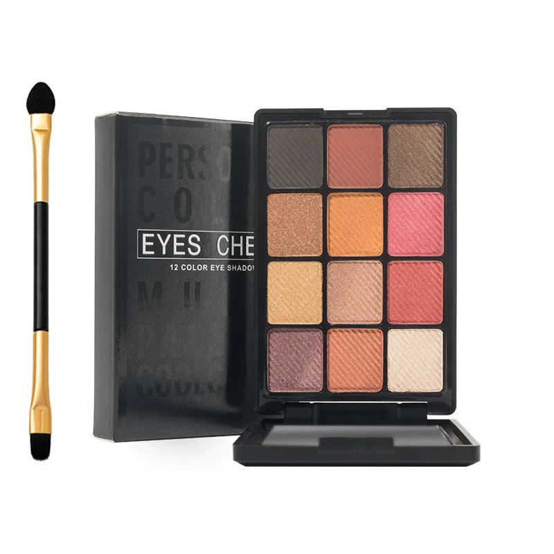 

Pumpkin Matte Eyeshadow Palleta with Brush Gliter Shimmer 12colors Waterproof Long Lasting Make Up Paletas for Women Cosmetic