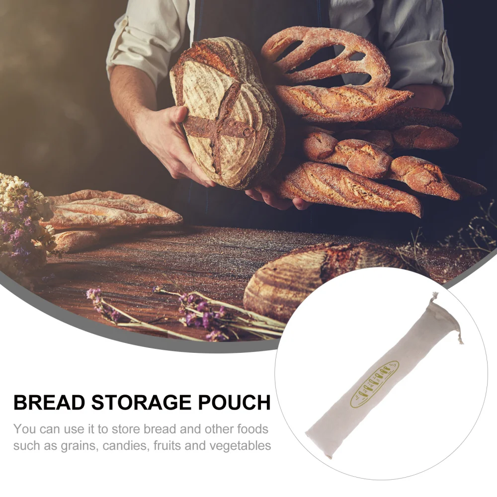 

1Pc Linen Bread Bag Reusable Drawstring Bag Homemade Bread Storage Pouch