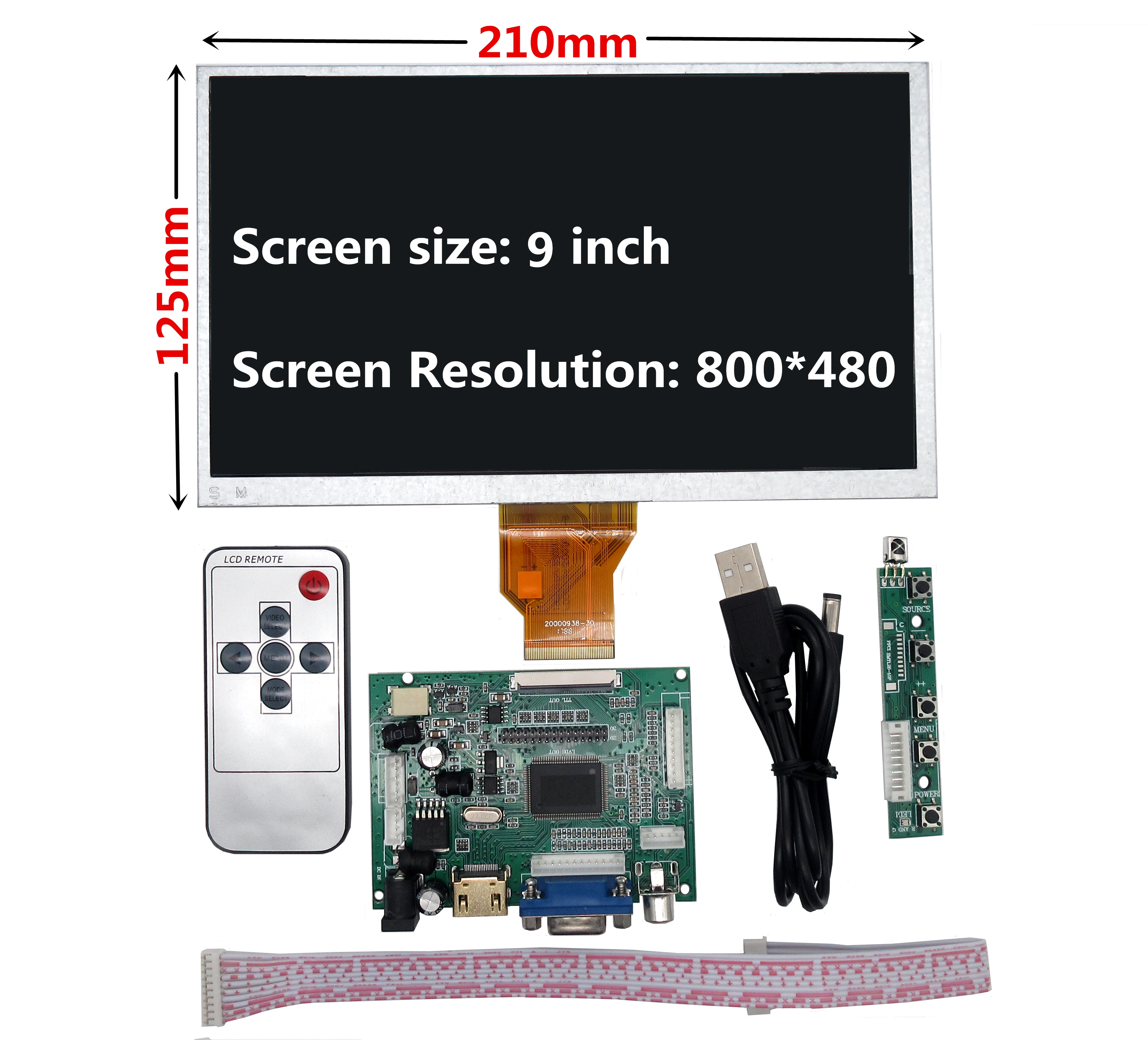 9 дюймовый оранжевый Pi PC Banana M3/Pro ЖК экран TFT монитор AT090TN10 + комплект HDMI VGA входная