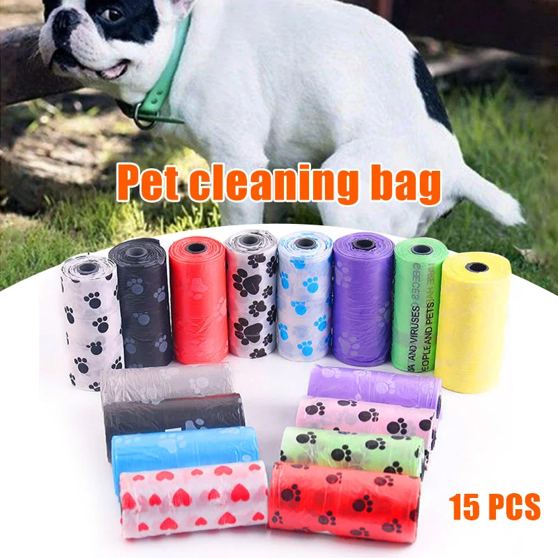 

Paw Print Pet Waste Bag 15pcs/Roll Pet Waste Bag 6x2.5cm Strong Load-bearing