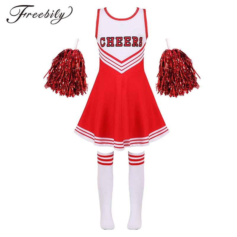 Детский костюм для чарлидинга школьная униформа девочек наряды платье с носками