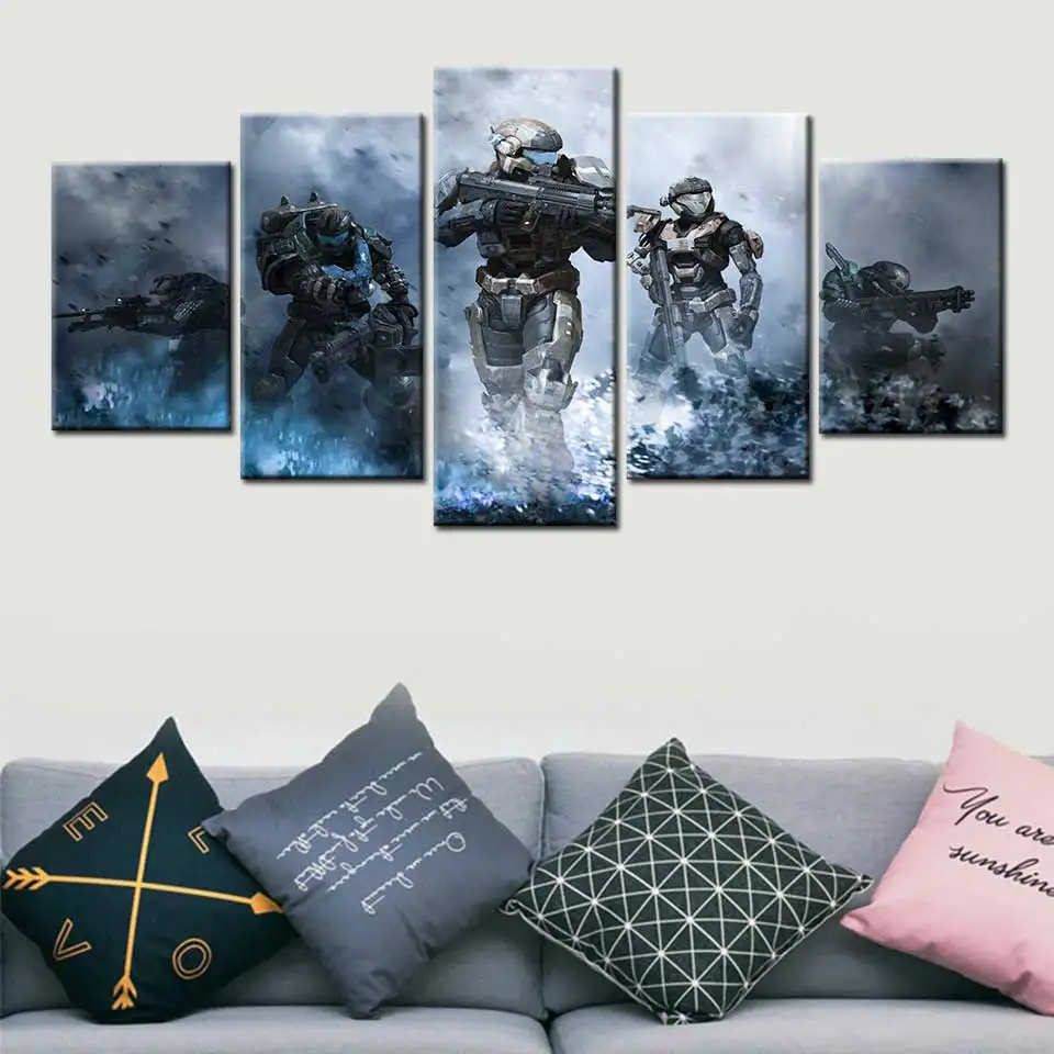 5 панелей видео игры Постер Halo настенное искусство Картина на холсте картины для