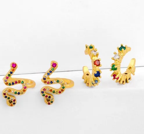 Серьги-клипсы yuhj3 из многоцветной латуни с фианитами зажимы для ушей без пирсинга