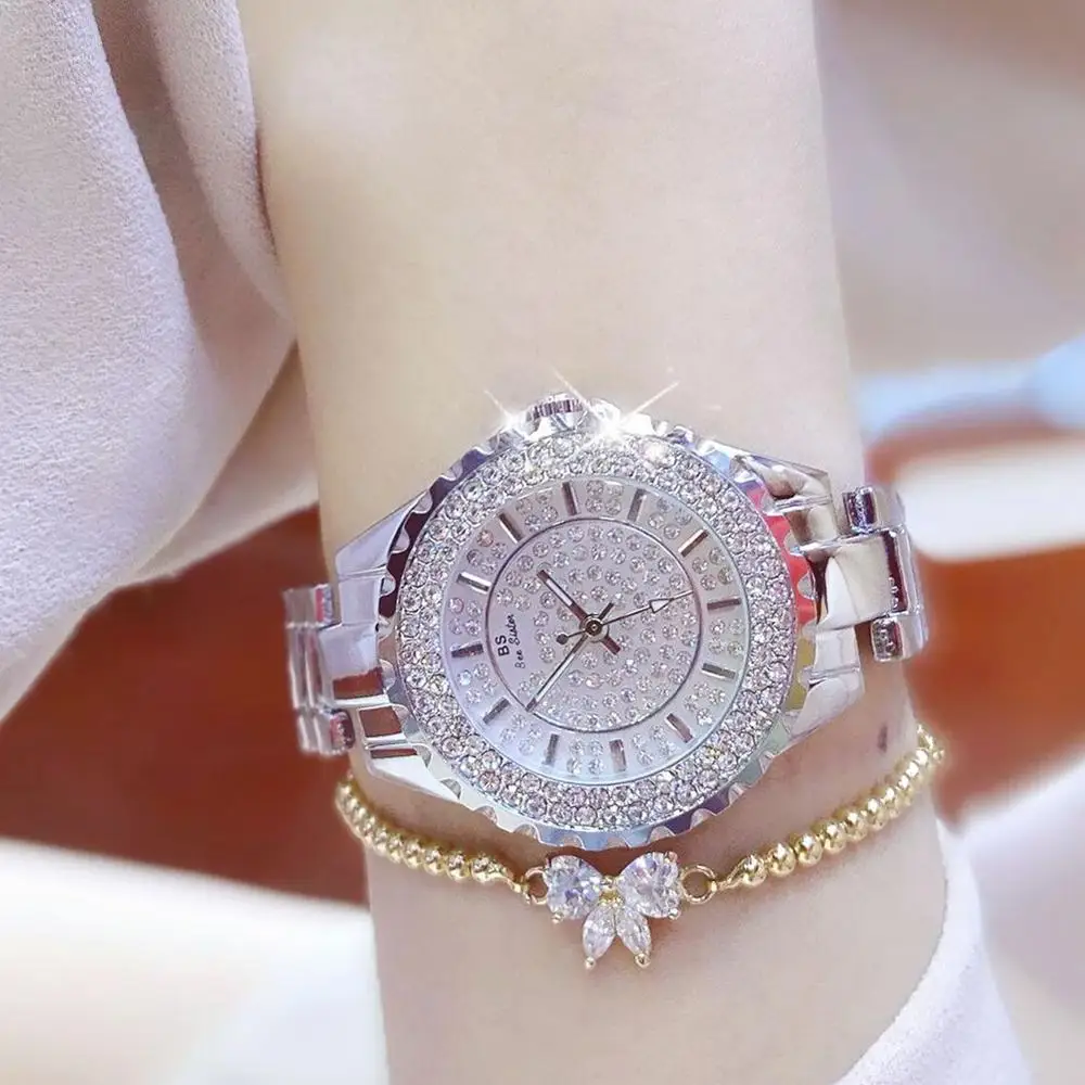 

Three-eye Full Rhinestone Watches Fashion Womens Inlaid Crystal Flash Bracelet Watch Crystal Watch Watches for Women Couple Gift