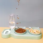 Миска для кошачьего корма, автоматический диспенсер для воды, миска для кошек с фонтаном, двойная чаша для питья, приподнятая подставка, миски для кошек